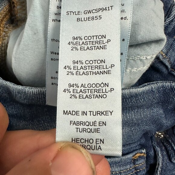 Good American Womens Good Waist Crop Skinny High Rise Ripped Jeans Size 25 Blue - Picture 8 of 9